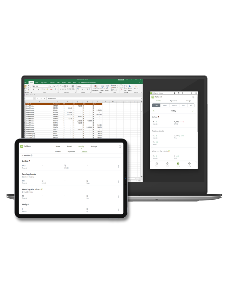 Wellspent demo image 2 on laptop and tablet